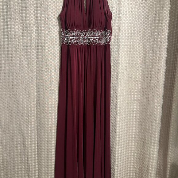 Dresses & Skirts - Burgundy Long Dress with Silver Accents- Size 10